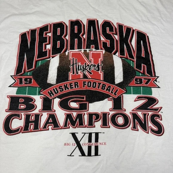 Vintage Nebraska Huskers Big 12 Champions 1997 Shirt Mens XL USA NCAA  90s Gear - Picture 2 of 9